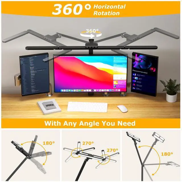 Alt view image 6 of 7 - LED Desk Lamp with Clamp, Architect Desk Lamp for Home Office with Remote, 24W Ultra-Bright Desk Light with Stepless Dimming and Stepless Color Temp, Memory Function for Study and Workbench