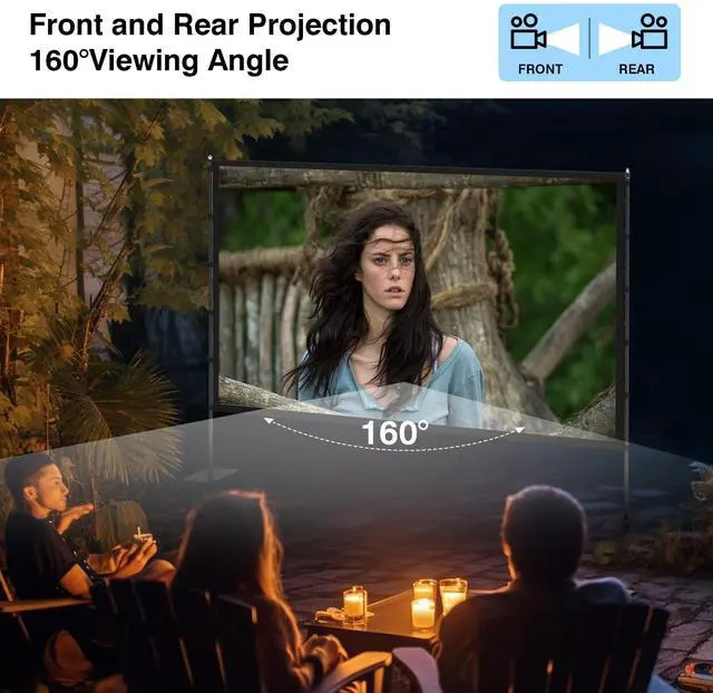 Alt view image 5 of 7 - Outdoor Projector Screen with Stand - 120 inch Portable Projector Screens Indoor Outdoor Projector Screen 16:9 4K HD Outdoor Movie Screen with Carry Bag,Enioy Home Theater Projection Screen.