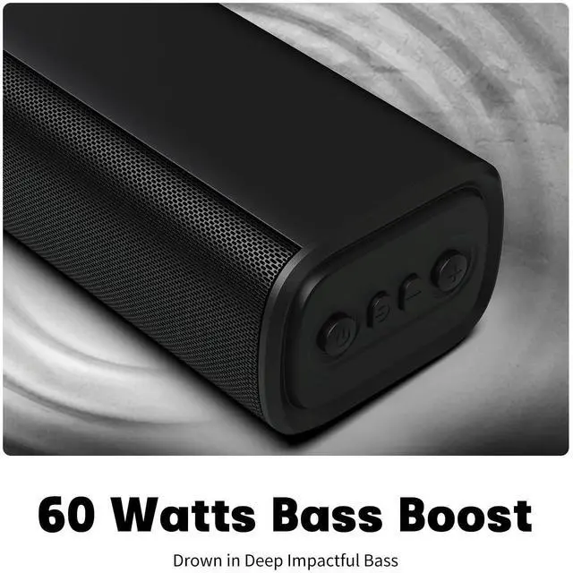 Alt view image 2 of 6 - Sound Bar for Smart TV, 16'/60W Soundbar with Impactful Bass, Dynamic Light and Remote Control, Wall Mountable TV Speakers with Bluetooth/Optical/3.5MM AUX for Gaming/PC/Projector