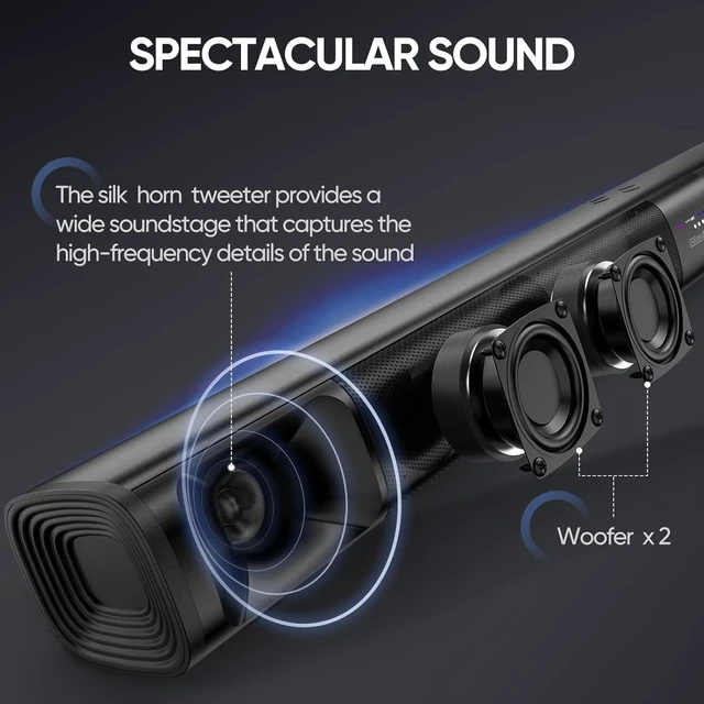 Alt view image 3 of 4 - Sound Bar for Smart TV, 31 Inches, Detachable Soundbar Home Theater Surround Sound System for TV/PC/Gaming/Projectors,Bluetooth 5.3 TV Sound Bar with TV ARC/Optical/AUX/Wall Mount