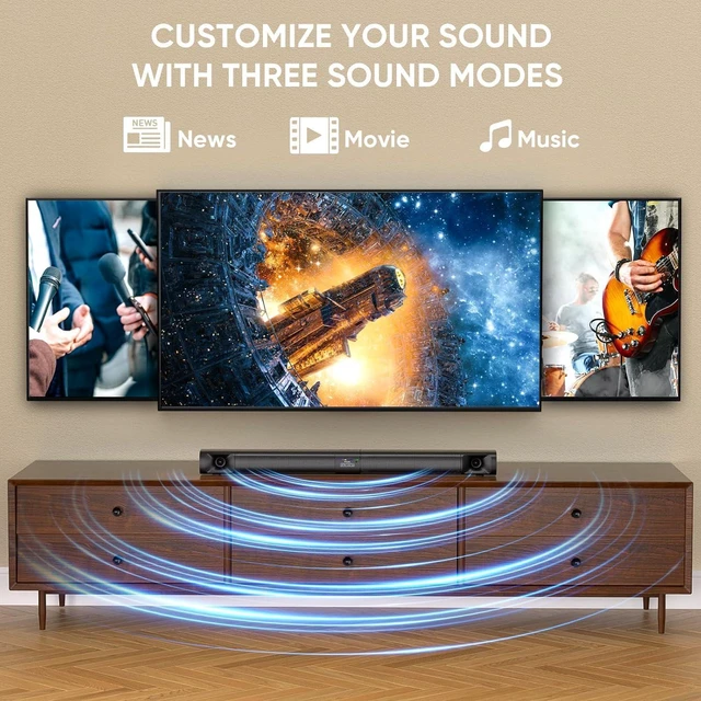 Alt view image 6 of 6 - Sound Bar for Smart TV, 31 Inches, Detachable Soundbar Home Theater Surround Sound System for TV/PC/Gaming/Projectors,Bluetooth 5.3 TV Sound Bar with TV ARC/Optical/AUX/Wall Mount