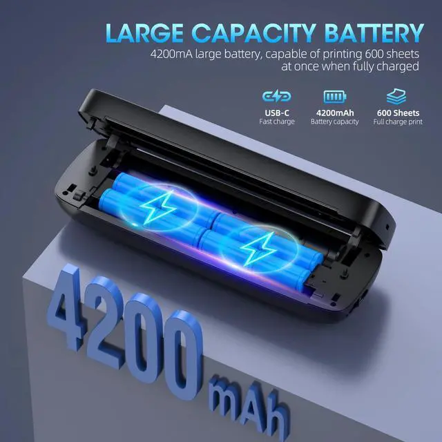 Alt view image 3 of 6 - Portable Printer Wireless for TravelBluetooth Thermal Printer Support 8.5" X 11" US Letter &Legal, A4&A5 Thermal Paper, Inkless Compatible with iOS, Android & Laptop for Office Car Home