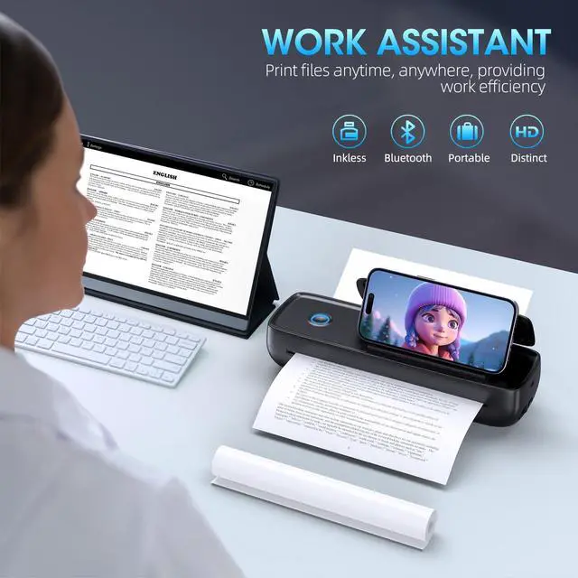 Alt view image 5 of 6 - Portable Printer Wireless for TravelBluetooth Thermal Printer Support 8.5" X 11" US Letter &Legal, A4&A5 Thermal Paper, Inkless Compatible with iOS, Android & Laptop for Office Car Home