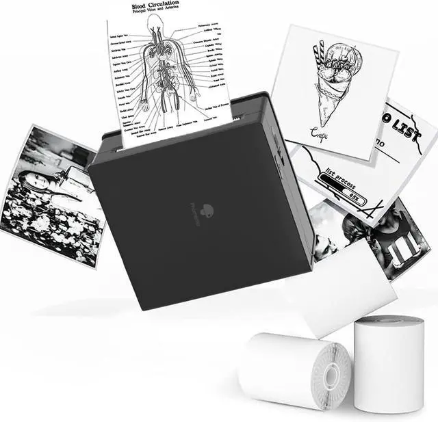 Main image of Sticker Printer- Mini Thermal Sticker Printer Machine, Small Pocket Label Maker Instant Print for DIY Creation, Study Notes, Photos, Portable Inkless Photo Maker for Kids/Students, Black