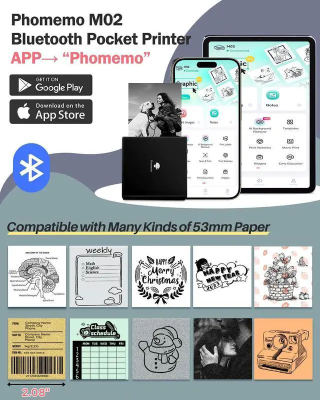 Alt view image 3 of 6 - Sticker Printer- Mini Thermal Sticker Printer Machine, Small Pocket Label Maker Instant Print for DIY Creation, Study Notes, Photos, Portable Inkless Photo Maker for Kids/Students, Black