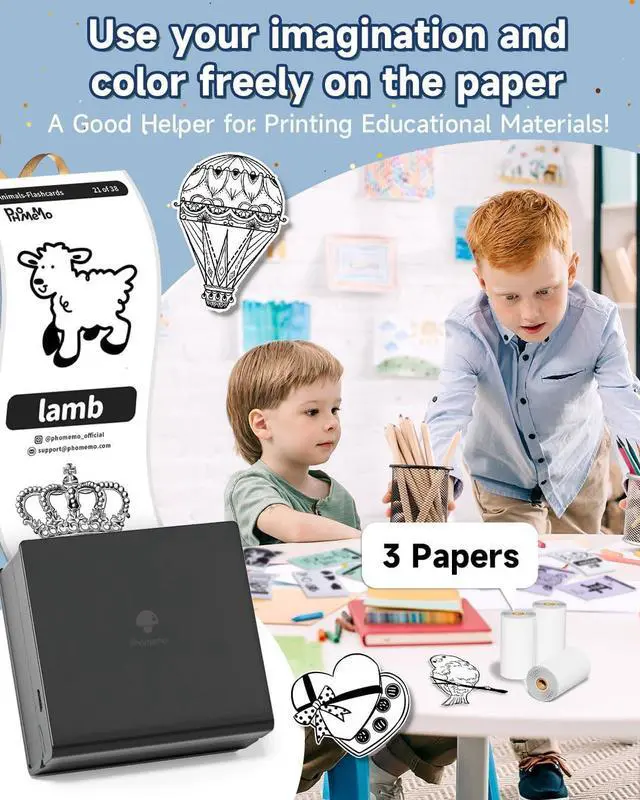 Alt view image 4 of 6 - Sticker Printer- Mini Thermal Sticker Printer Machine, Small Pocket Label Maker Instant Print for DIY Creation, Study Notes, Photos, Portable Inkless Photo Maker for Kids/Students, Black