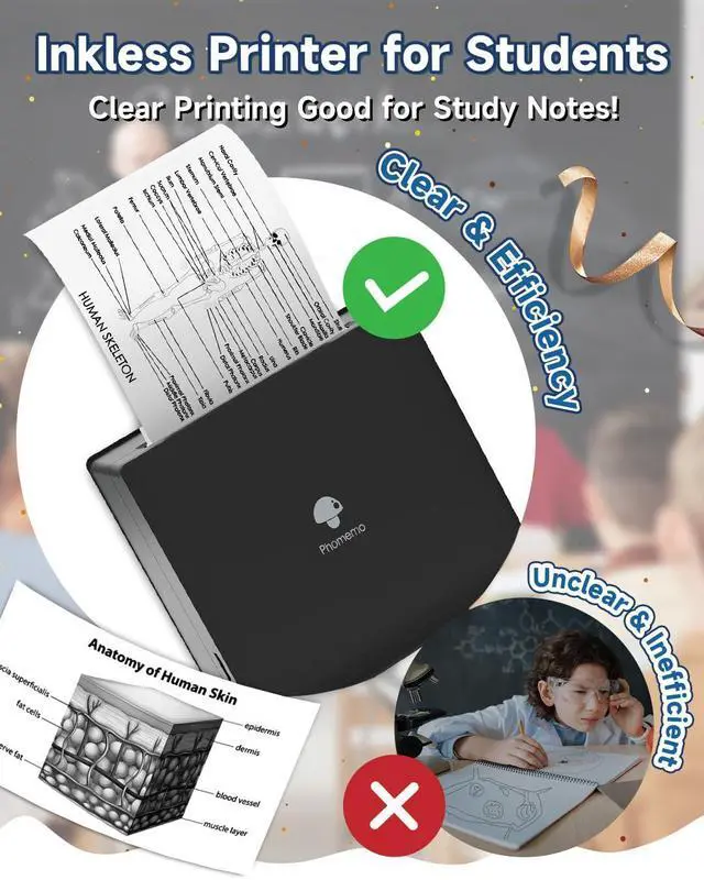 Alt view image 5 of 6 - Sticker Printer- Mini Thermal Sticker Printer Machine, Small Pocket Label Maker Instant Print for DIY Creation, Study Notes, Photos, Portable Inkless Photo Maker for Kids/Students, Black