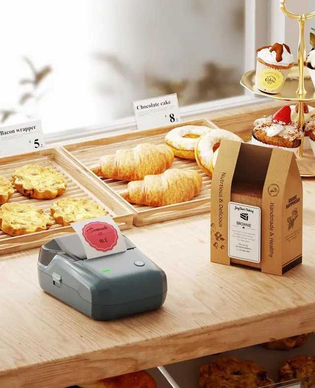 Alt view image 3 of 7 - B1 Label Maker Machine with Tape, Label Printer with 3 Rolls Stickers, 50x30mm/50x80mm White Label /50x50 Round Paper for Office Supplies, Home, Business