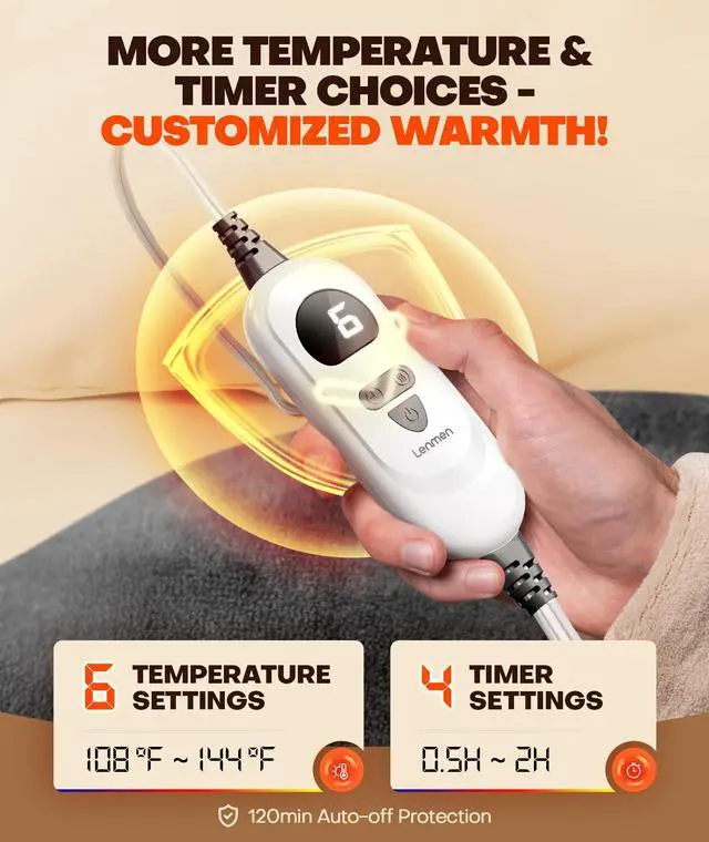 Alt view image 5 of 6 - Graphene-Infused 1Min Fast Heating Pad, Deeper Pain Relief Weighted Heating Pads for Neck and Shoulders and Back, Heated Wrap with 6 Heat Options 4 Auto Timer, Gifts for Men Women Mom Christmas