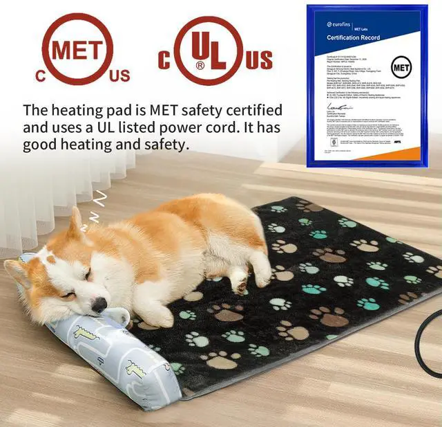 Alt view image 6 of 7 - Large Dog Heating Pad 36x24 in with Smart Thermostat Switch and Power Line Protection Tube,Obtained MET and UL Dual Certification,Waterproof Pet Heating Pad for Dogs,with Plush Fabric Cover