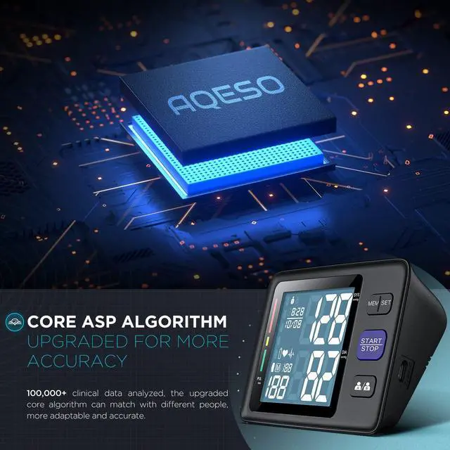 Alt view image 3 of 6 - Blood Pressure Machine Upper Arm, 3 Size Cuffs, S, M/L and XL, Small 7"-9", Medium/Large 9"-17" and Extra Large Cuff 13"-21", Accurate Automatic Digital BP Monitor, Large Backlit LCD, 3-User 1500 MEM