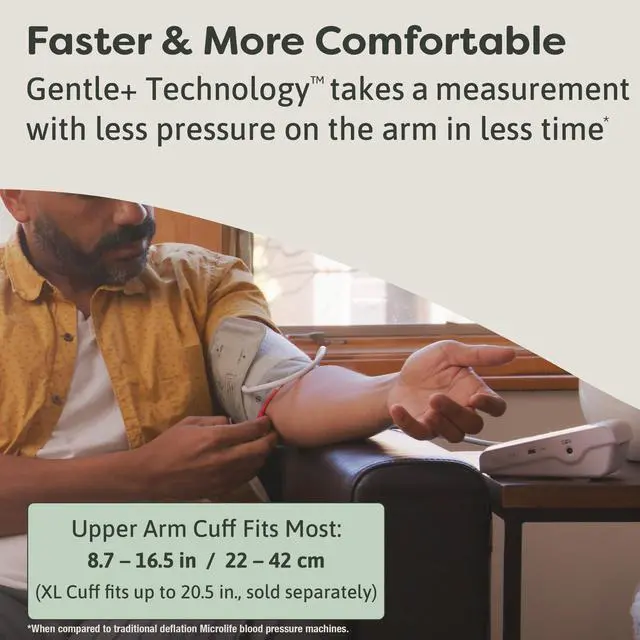 Alt view image 4 of 7 - Series 500 Automatic Upper Arm Blood Pressure Monitor for 2 Users, Stores Up to 198 Results, Wide-Range Cuff Fits Adult Arms <16.5 in (Size M L), Smart Tracking Software