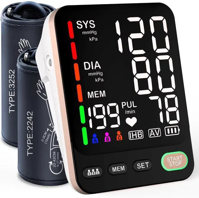 Main image of Blood Pressure Monitor, Extra Large 2 Cuffs Accurate Upper Arm Blood Pressure Machine for Home Use, 9-17''&13-21''Adjustable Blood Pressure Cuff, 6 inch Backlit Large Screen /3 User Mode