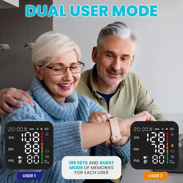 Alt view image 4 of 7 - Blood Pressure Monitor - Automatic Blood Pressure Machine for Home Use - Large Color Screen and Large Adjustable Cuff for Reliable Readings