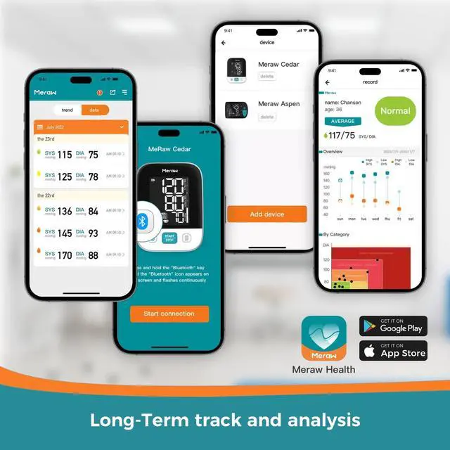 Alt view image 2 of 5 - Blood Pressure Monitor Home Use, Blood Pressure Cuff Digital Arm, Blood Pressure Monitor Automatic Cuff 8.7-16.5" Bluetooth App Tracking Irregular Heartbeat Monitoring FSA/HSA Eligible White
