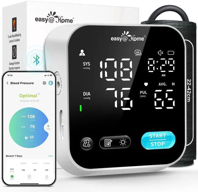 Main image of Blood Pressure Monitor for Home Use   Smart BP Machine with Free MyHeartPal App, Automatic Blood Pressure XL Cuff, LED Screen & Voice Function, Supports Apple & Android Devices | EBP-703T