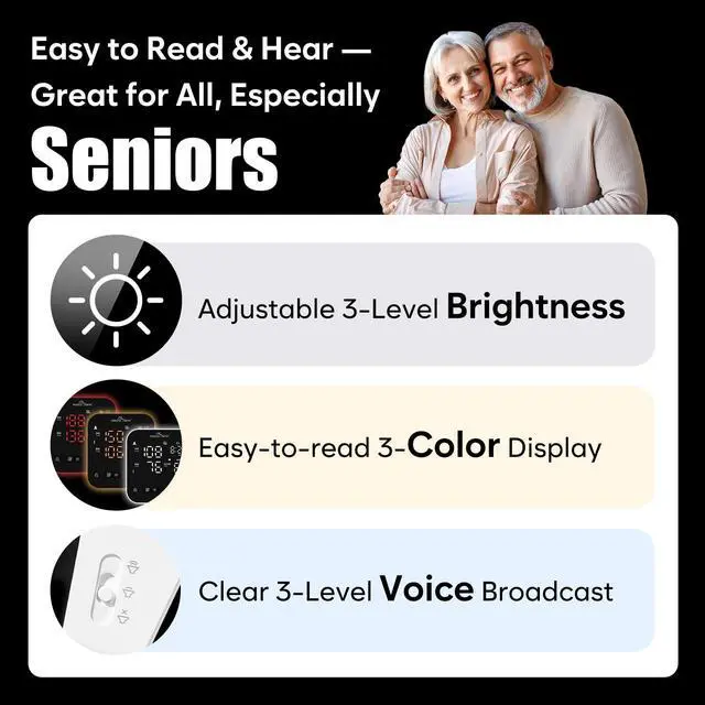 Alt view image 3 of 7 - Blood Pressure Monitor for Home Use   Smart BP Machine with Free MyHeartPal App, Automatic Blood Pressure XL Cuff, LED Screen & Voice Function, Supports Apple & Android Devices | EBP-703T