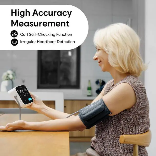 Alt view image 5 of 7 - Blood Pressure Monitor for Home Use   Smart BP Machine with Free MyHeartPal App, Automatic Blood Pressure XL Cuff, LED Screen & Voice Function, Supports Apple & Android Devices | EBP-703T