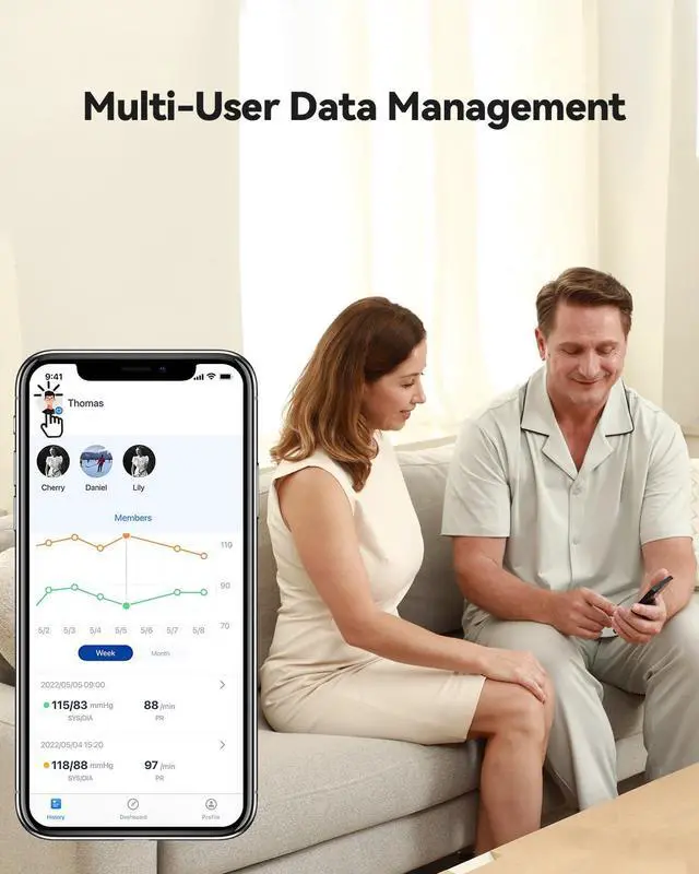 Alt view image 6 of 7 - Blood Pressure Monitor for Home Use - Upper Arm Bluetooth BP Machine, Accurate Readings in 30 sec, App Enabled for iOS & Android, Stores 50 BP Readings, Black