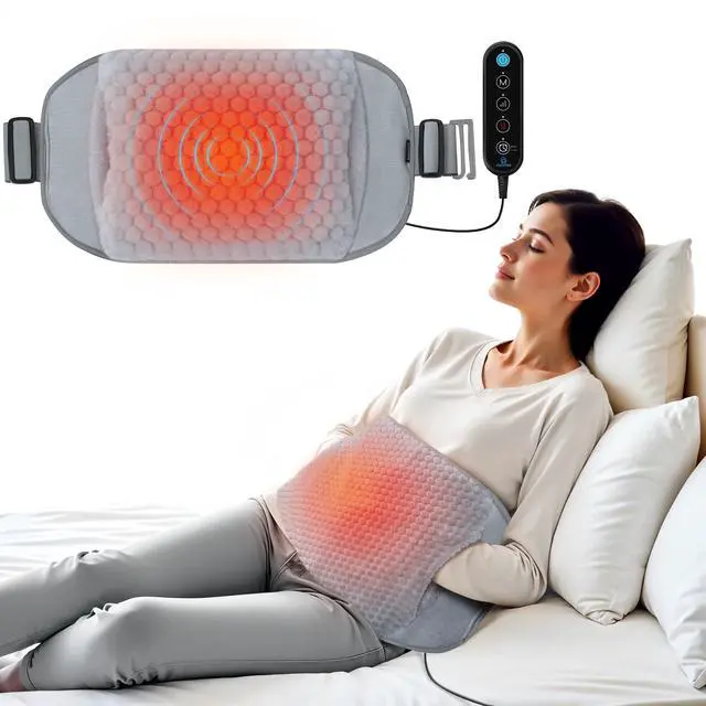 Main image of Heating Pad with Massager for Back Pain,Extra Large Size Heating Pads for Cramps,Auto Shut Off,Wired Heated Waist Belt with 3 Vibration Modes,Gifts for Women Men,Grey