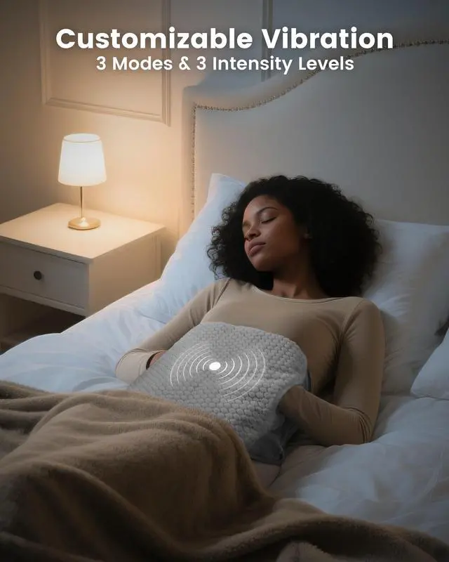 Alt view image 5 of 7 - Heating Pad with Massager for Back Pain,Extra Large Size Heating Pads for Cramps,Auto Shut Off,Wired Heated Waist Belt with 3 Vibration Modes,Gifts for Women Men,Grey