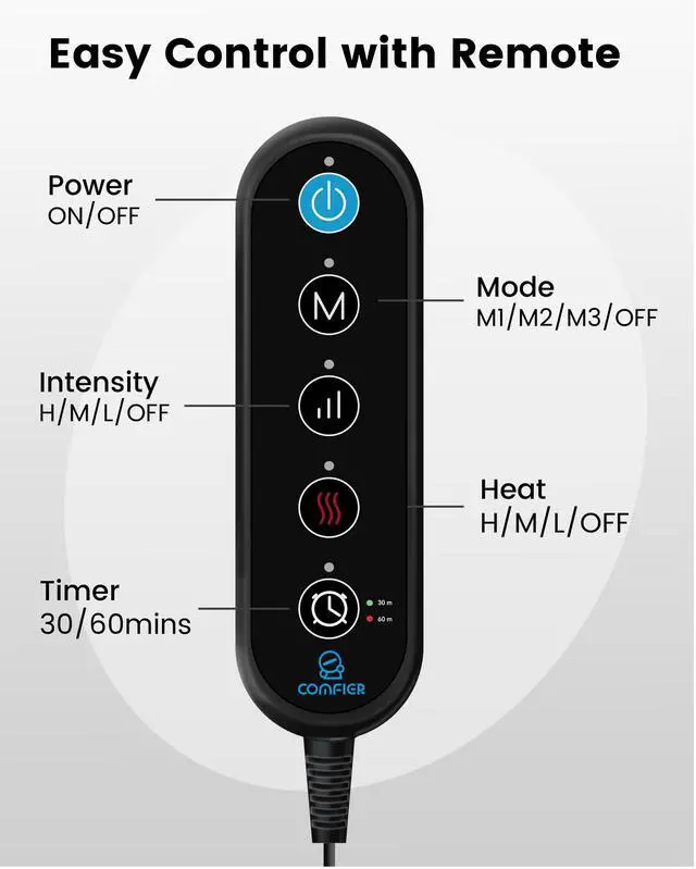 Alt view image 7 of 7 - Heating Pad with Massager for Back Pain,Extra Large Size Heating Pads for Cramps,Auto Shut Off,Wired Heated Waist Belt with 3 Vibration Modes,Gifts for Women Men,Grey