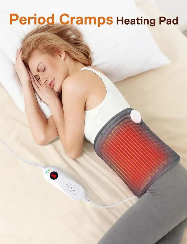 Alt view image 3 of 7 - Heating Pad for Back Pain Relief, 12"x44" Large Heating Pad for Period Cramp, Electric Heating Pads Wrap for Lower Back Neck Shoulders Back Warmer with 10 Heat Levels & 4 Timers Auto Off