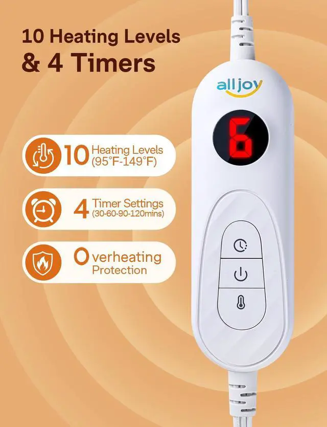 Alt view image 5 of 7 - Heating Pad for Back Pain Relief, 12"x44" Large Heating Pad for Period Cramp, Electric Heating Pads Wrap for Lower Back Neck Shoulders Back Warmer with 10 Heat Levels & 4 Timers Auto Off