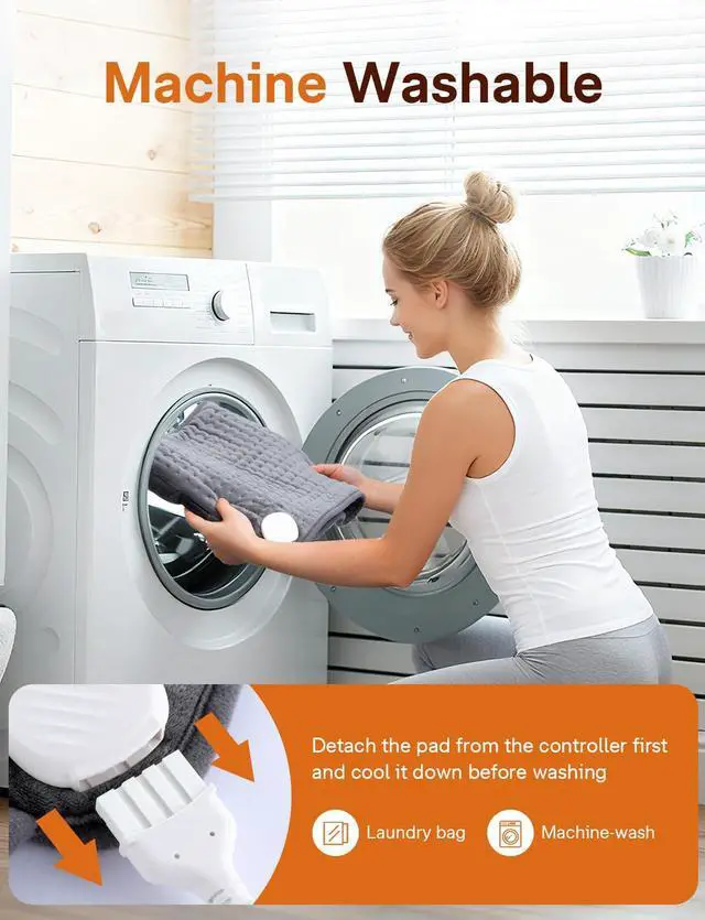 Alt view image 7 of 7 - Heating Pad for Back Pain Relief, 12"x44" Large Heating Pad for Period Cramp, Electric Heating Pads Wrap for Lower Back Neck Shoulders Back Warmer with 10 Heat Levels & 4 Timers Auto Off