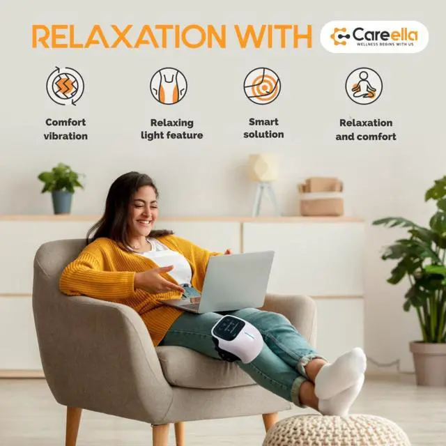 Alt view image 4 of 7 - Advanced Wireless Knee Massager Heated & Rechargeable Pad with Smart Vibration, Cordless Comfort Device & Gentle Light for Knees & Joints - XL Size Adjustable Brace - Portable Relaxation