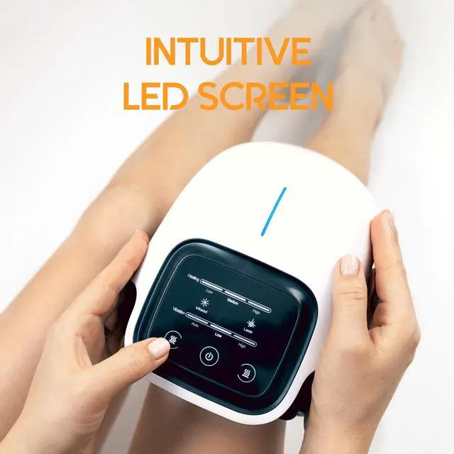 Alt view image 6 of 7 - Advanced Wireless Knee Massager Heated & Rechargeable Pad with Smart Vibration, Cordless Comfort Device & Gentle Light for Knees & Joints - XL Size Adjustable Brace - Portable Relaxation