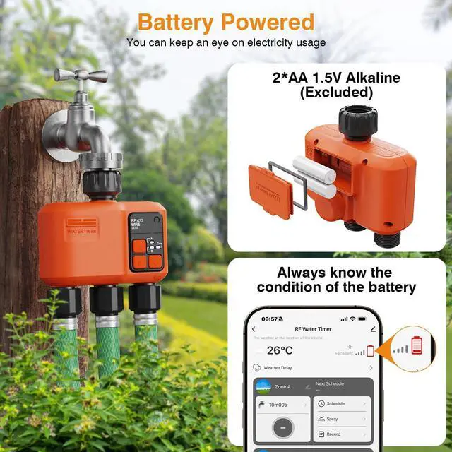 Alt view image 7 of 7 - Smart WiFi Sprinkler Timer 3 Zone,WiFi Water Timer for Garden Hose with 984 FT Range,APP & Remote Control,Alexa & Google Voice Compatible,Rain Delay, Manual Mode Sprinkler System
