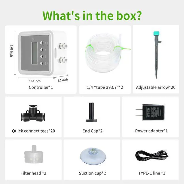 Alt view image 7 of 7 - Smart Automatic Plant Watering System for 20 Pots - Dual Pump Indoor Drip Irrigation Kit with 30-Day Programmable Timer & USB-C Charging