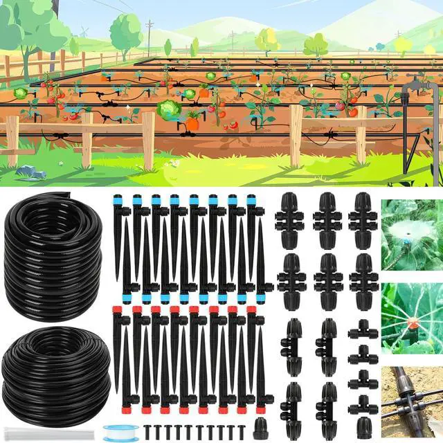 Main image of Drip Irrigation System Kit  2025 New Quick-Connect Automatic Watering & Misting System with 48FT 1/2" Tubing, Large Coverage & Water-Saving for Greenhouses, Lawns, Gardens, Raised Beds