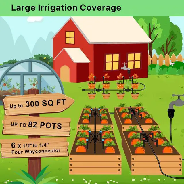 Alt view image 4 of 7 - Drip Irrigation System Kit  2025 New Quick-Connect Automatic Watering & Misting System with 48FT 1/2" Tubing, Large Coverage & Water-Saving for Greenhouses, Lawns, Gardens, Raised Beds