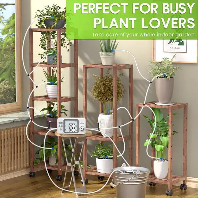 Alt view image 2 of 7 - Automatic Watering System Dual Pump for Indoor Plants, Built-in Rechargeable Battery, Two Independent Water Zones, Worry-Free Vacation Drip Irrigation Kit, Water-Saving Smart Plant Waterer, White