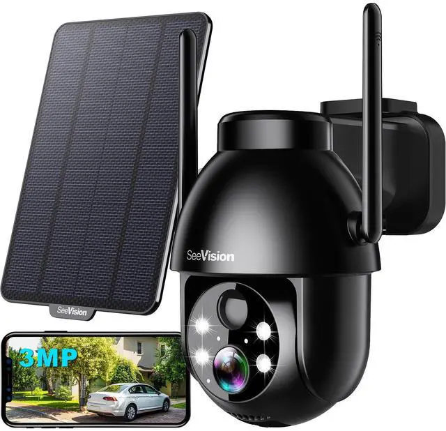 Main image of Solar Security Cameras Wireless Outdoor, 2K PTZ WiFi 3MP Indoor Security Camera for Home with Spotlight, PIR Motion Detection,Siren, Color Night Vision, 2-Way Talk, SD/Cloud Storage