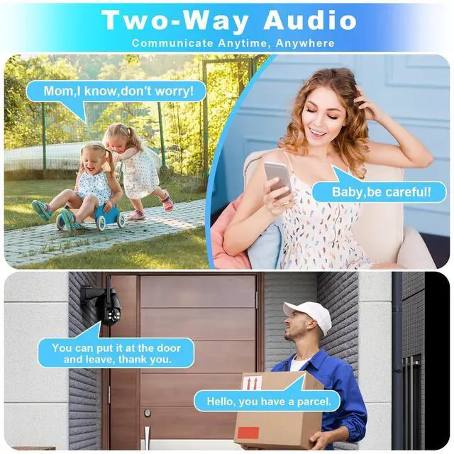 Alt view image 6 of 7 - Solar Security Cameras Wireless Outdoor, 2K PTZ WiFi 3MP Indoor Security Camera for Home with Spotlight, PIR Motion Detection,Siren, Color Night Vision, 2-Way Talk, SD/Cloud Storage