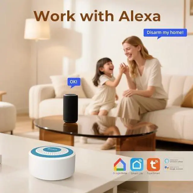 Alt view image 5 of 7 - Alarm System for Home Security,9 Pieces Smart WiFi Door Alarm System with APP Alert,Window Motion Sensor Alarm,Remote Control, Loud Siren,Compatible with Alexa