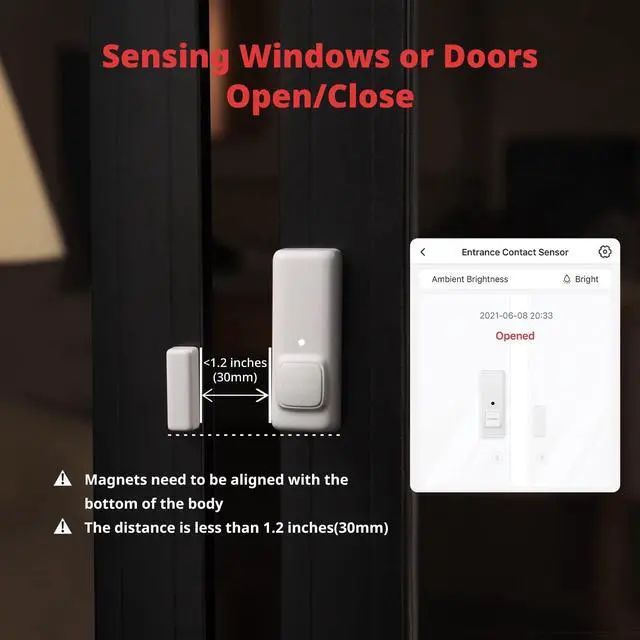 Alt view image 3 of 7 - Door Alarm Contact Sensor- Smart Home Security Wireless Window Alarm and Door Sensor, Add  Hub to Make it Compatible with Alexa (3)