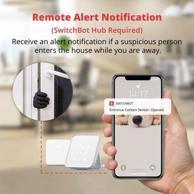 Alt view image 7 of 7 - Door Alarm Contact Sensor- Smart Home Security Wireless Window Alarm and Door Sensor, Add  Hub to Make it Compatible with Alexa (3)