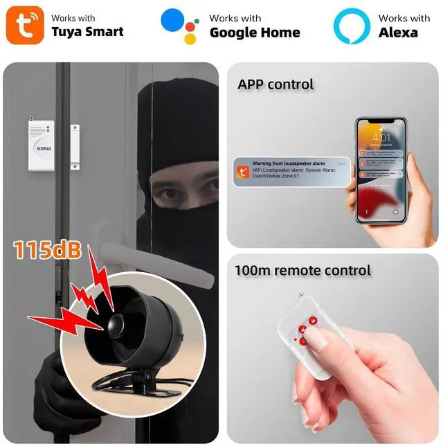 Alt view image 7 of 7 - WiFi Home Security Alarm System 7-Piece kit Door Alarm DIY Siren Door/Window Sensors,Motion Sensors, Remote Controls Burglar Alarm for House Apartment Office,Compatible with Alexa Google Home
