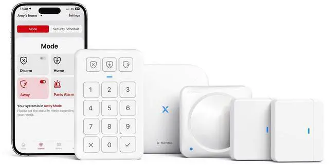 Main image of Smart Home Security System, Wireless Security System 5-Piece Set, Supports Mobile App Alerts, Compatible with Alexa, Includes 1 Base Station, 2 Door Sensors, 1 Motion Sensor, 1 Keypad, AS05