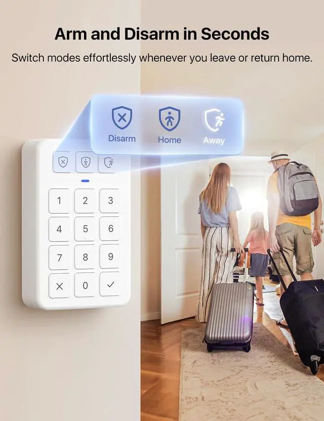Alt view image 5 of 7 - Smart Home Security System, Wireless Security System 5-Piece Set, Supports Mobile App Alerts, Compatible with Alexa, Includes 1 Base Station, 2 Door Sensors, 1 Motion Sensor, 1 Keypad, AS05