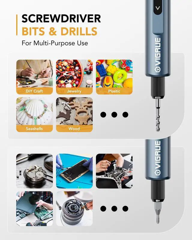 Alt view image 2 of 7 - Mini Electric Screwdriver Set, 400RPM Electric Precision Screwdriver with Drill Bits, 5 Torque Level 48 Magnetic Bits, Repair Tool Kit for Electronics Phone Watch Jeweler Laptop