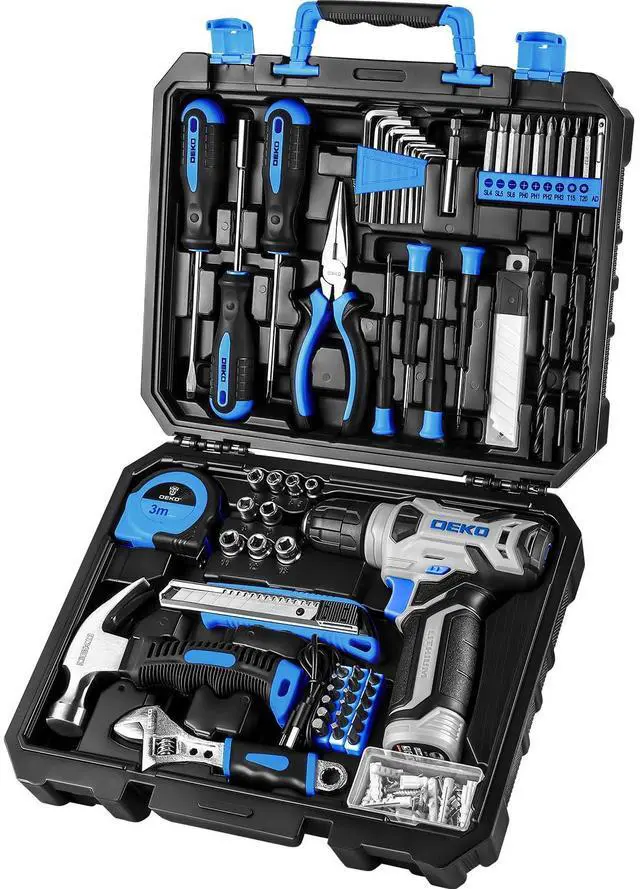 Main image of Drill Set: Tool Set with 8V Blue Cordless Drill, Home Tool Kit with Drill, Hand Tool Kits for Men & Women 126 Piece