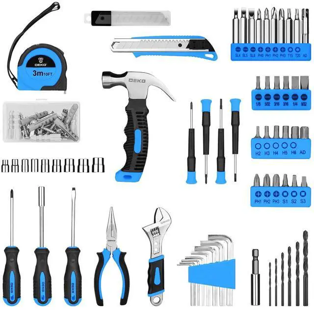 Alt view image 3 of 6 - Drill Set: Tool Set with 8V Blue Cordless Drill, Home Tool Kit with Drill, Hand Tool Kits for Men & Women 126 Piece