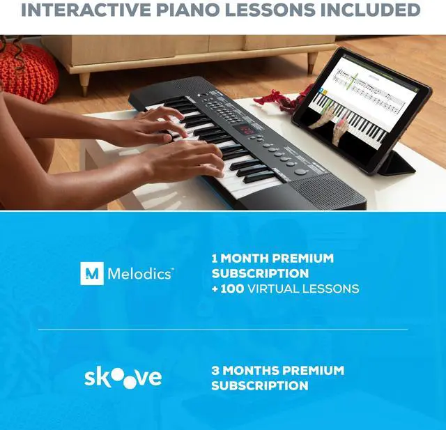 Alt view image 5 of 5 - Melody 32 Electric Keyboard Digital Piano with 32 Keys, Speakers, 300 Sounds, 300 Rhythms, 40 Songs, USB-MIDI Connectivity and Piano Lessons