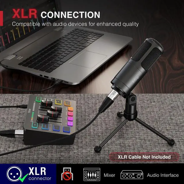Alt view image 3 of 7 - XLR Dynamic Microphone, Vocal Podcast Microphone with Cardioid Pattern, Studio Metal Mic for Streaming Voice-Over Dubbing Video Recording, Black-K669D
