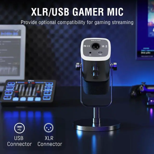 Alt view image 6 of 7 - Gaming Equipment Bundle, Dynamic XLR/USB Gaming Microphone Set with Streaming Audio Mixer for Podcast Recording Video Vocal, RGB Gamer Set with Volume Fader/XLR Interface for PC-AmpliGame KS5
